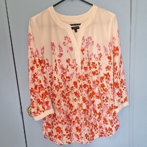 Talbots Floral Blouse - Cream and Red